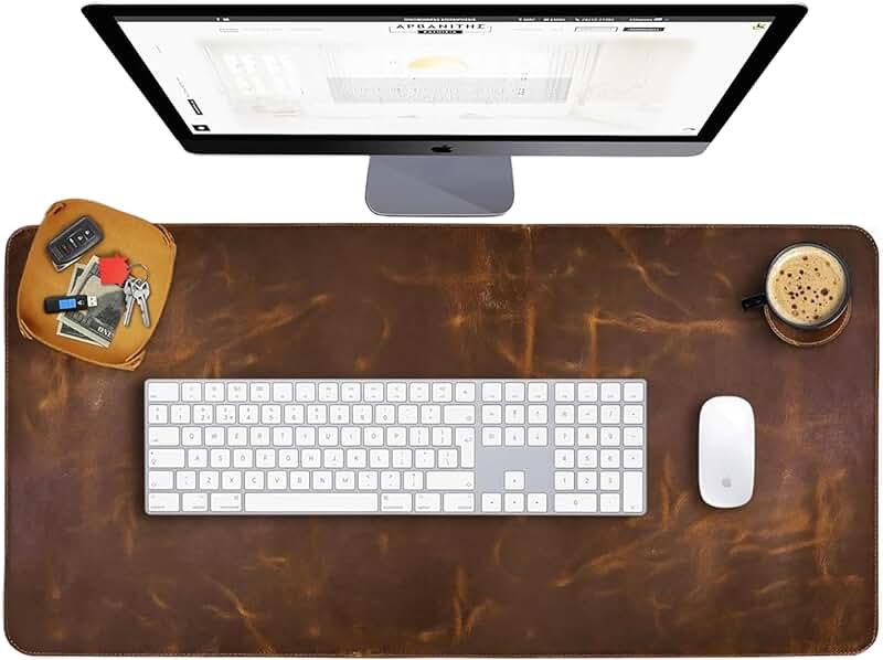 Large Leather Desk Mat and Mouse Pad Set