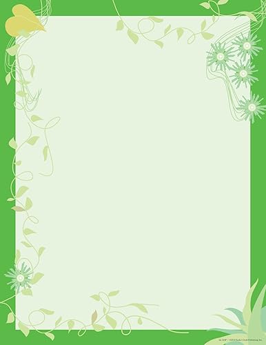 Decorative Green Computer Paper, 8.5 x 11, 50 Sheets