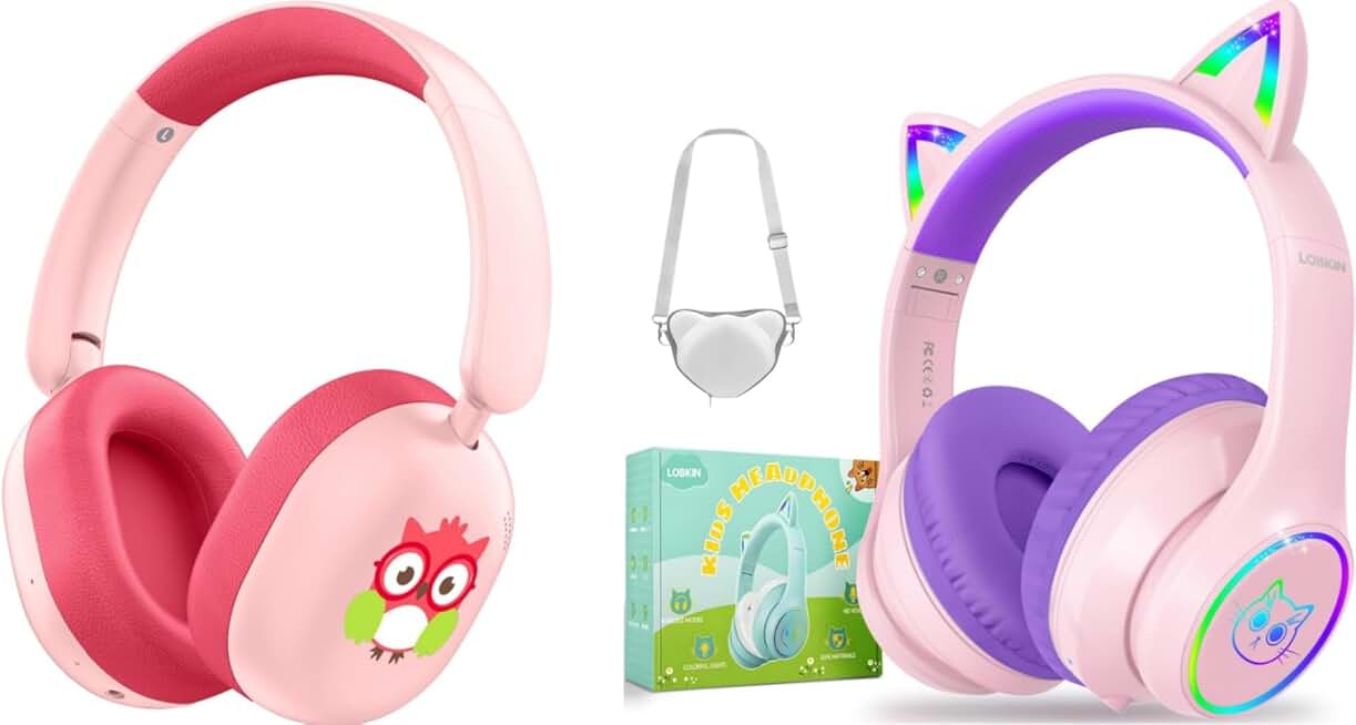 Wireless Kids Headphones with Mic, 35H Playtime, Foldable