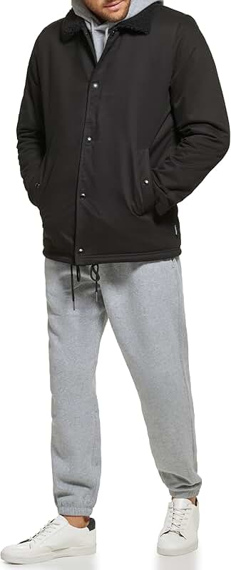 Men's Sherpa-Lined Cotton Coach Jacket