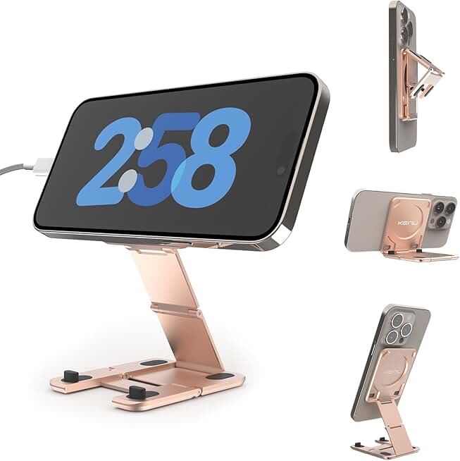 Multi-Use Magnetic Phone Holder and Stand in Rose Gold
