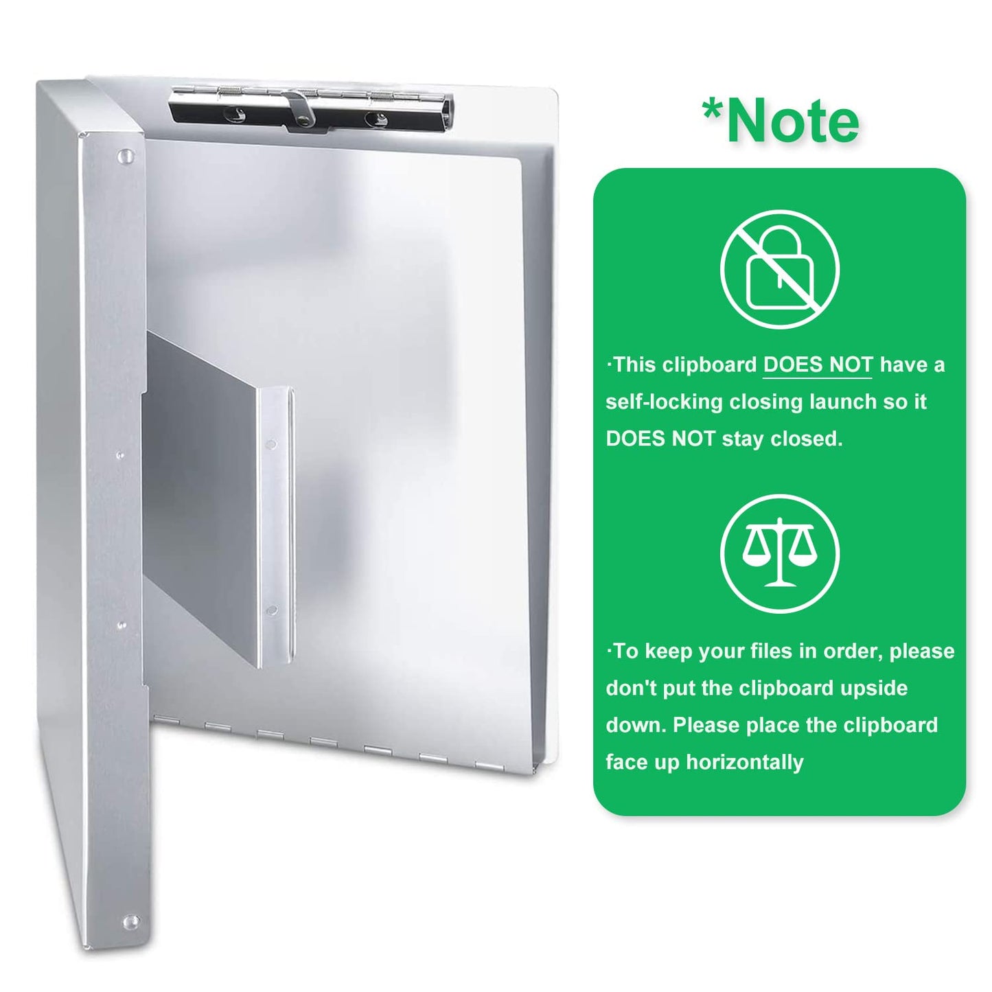 Legal Size Aluminum Clipboard with Storage and Clip