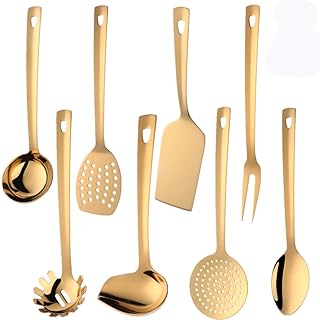 8-Piece Stainless Steel Kitchen Utensil Set in Gold
