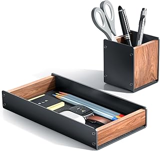 Walnut Desk Organizer with Pen and Key Holders