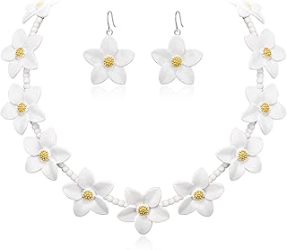 Flower Jewelry Set with Pearl Beads for Women