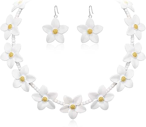 Flower Jewelry Set with Pearl Beads for Women