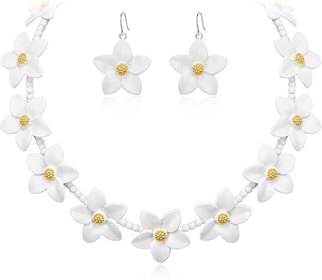 Flower Jewelry Set with Pearl Beads for Women