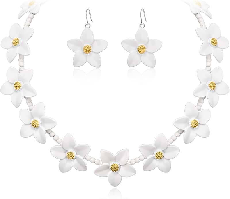 Flower Jewelry Set with Pearl Beads for Women