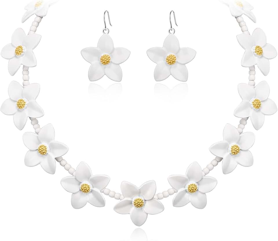 Flower Jewelry Set with Pearl Beads for Women