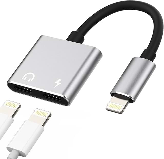 Dual Lightning Headphone and Charger Splitter Adapter