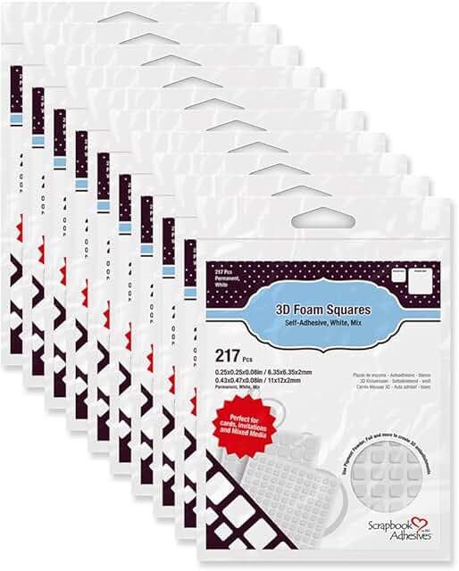 Pre-Cut White 3D Foam Squares, Pack of 10