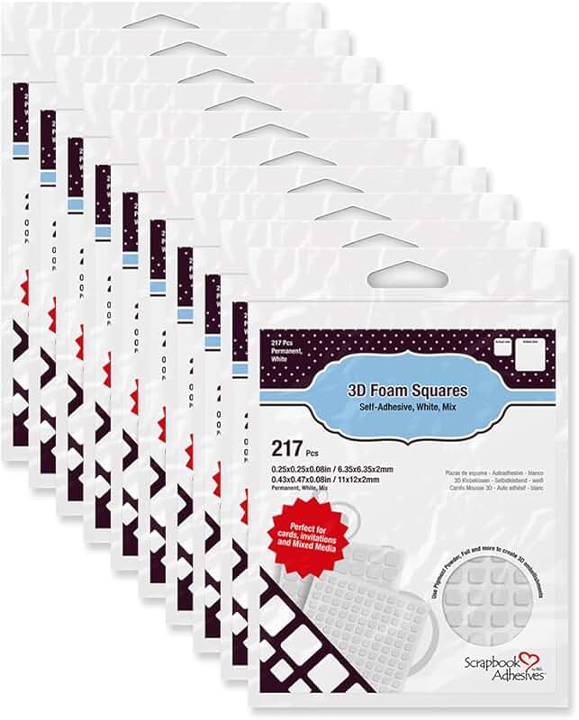 Pre-Cut White 3D Foam Squares, Pack of 10