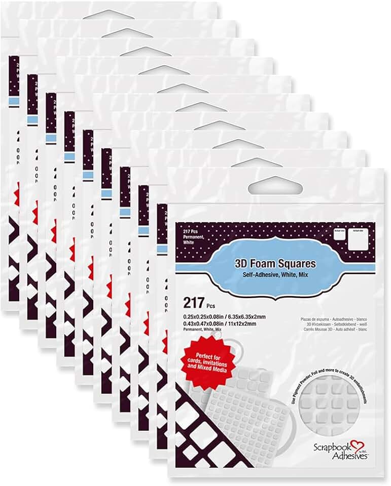 Pre-Cut White 3D Foam Squares, Pack of 10