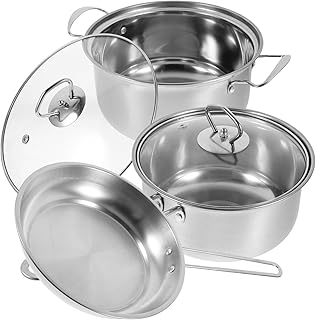 Stainless Steel Cookware Set with Soup Pot and Frying Pan