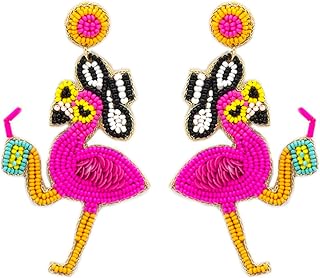 Beaded Flamingo Post Earrings for Summer