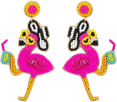 Beaded Flamingo Post Earrings for Summer