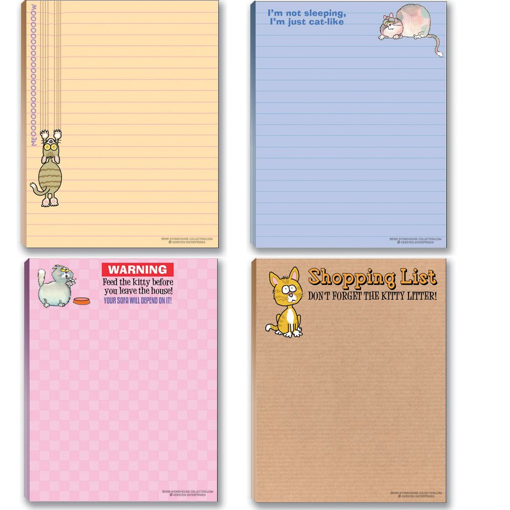Assorted Funny Cat Note Pads for Cat Lovers