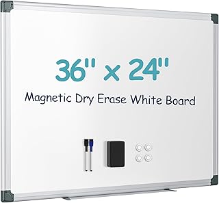 White Wall-Mount Dry Erase Board with Accessories