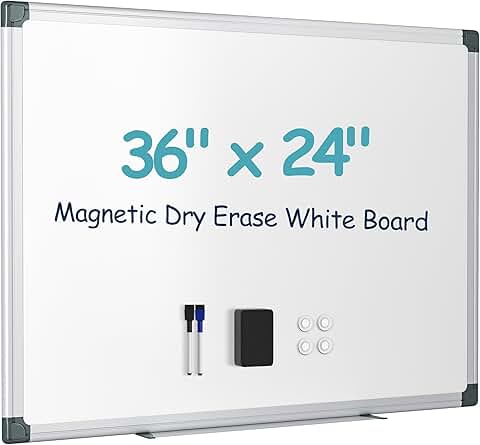 White Wall-Mount Dry Erase Board with Accessories