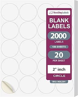 White 2-inch round labels for laser and inkjet printing