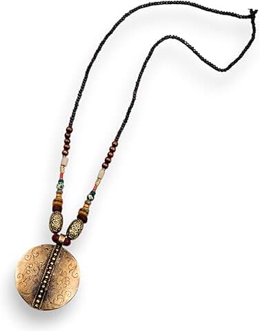 Handmade 31-Inch Ethnic Beaded Pendant Necklace