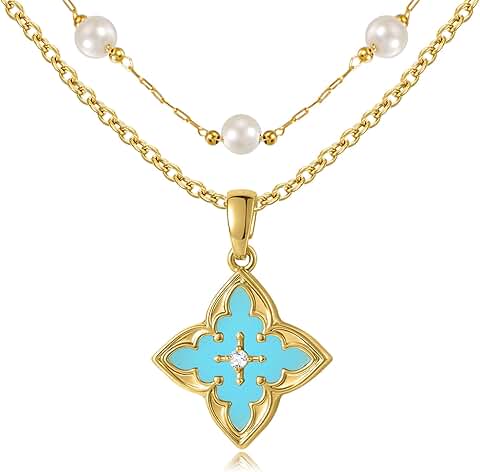 Gold Clover Necklace and Bead Chain Jewelry Set