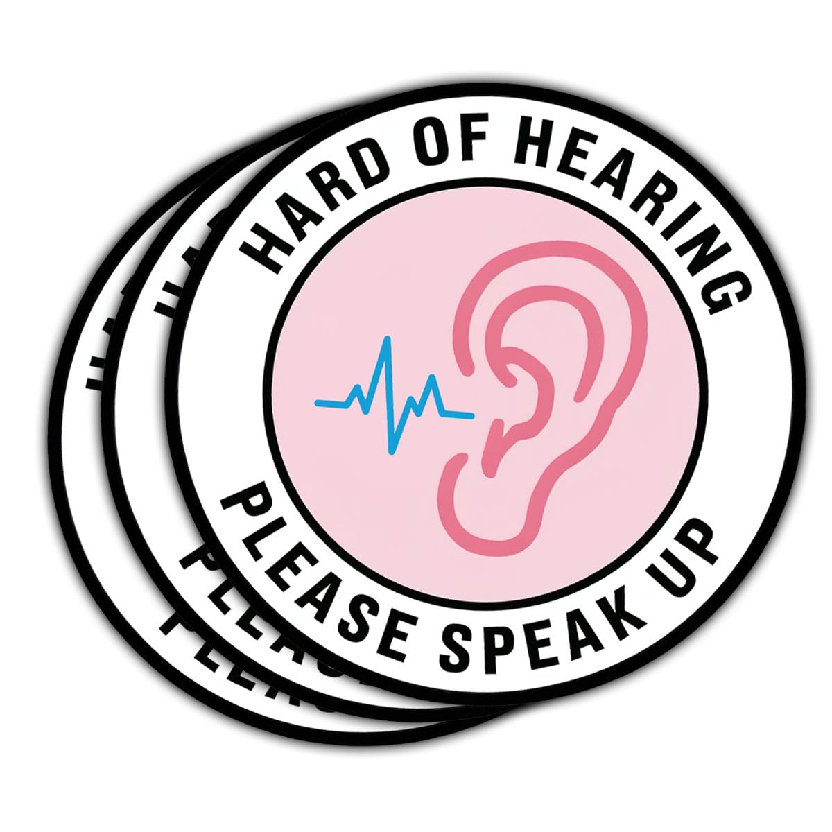 Set of three hearing impairment awareness stickers