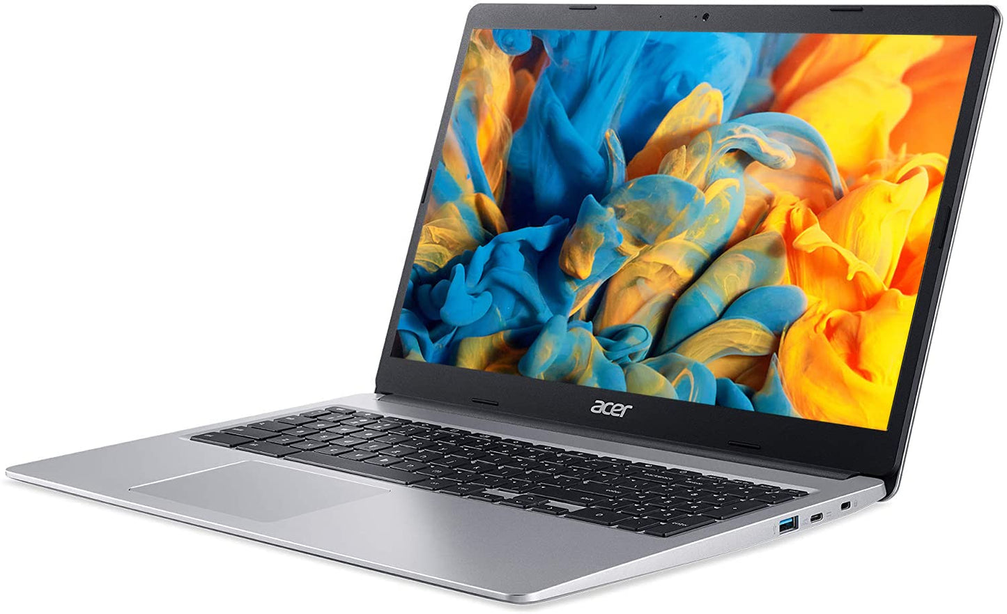 2022 15inch HD IPS Chromebook, Intel Dual-Core Celeron Processor Up to 2.55GHz, 4GB RAM, 32GB Storage, Super-Fast WiFi Up to 1300 Mbps, Chrome OS-(Renewed) (Dale Silver)