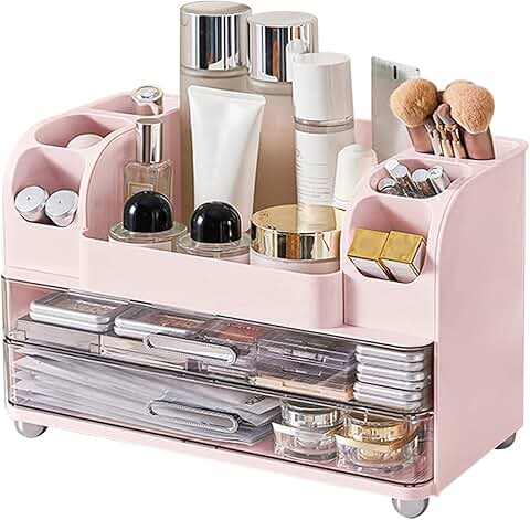Large Makeup Organizer with Drawers and Brush Holder