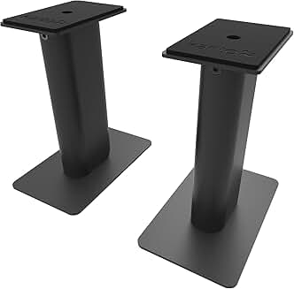 Pair of 8.3-inch black speaker stands for small to medium speakers