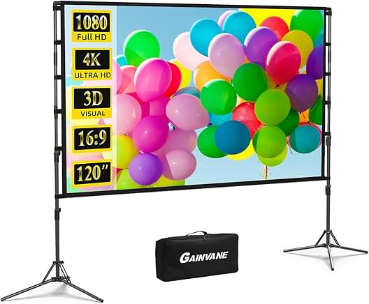 120-inch Portable Indoor/Outdoor Projector Screen with Stand