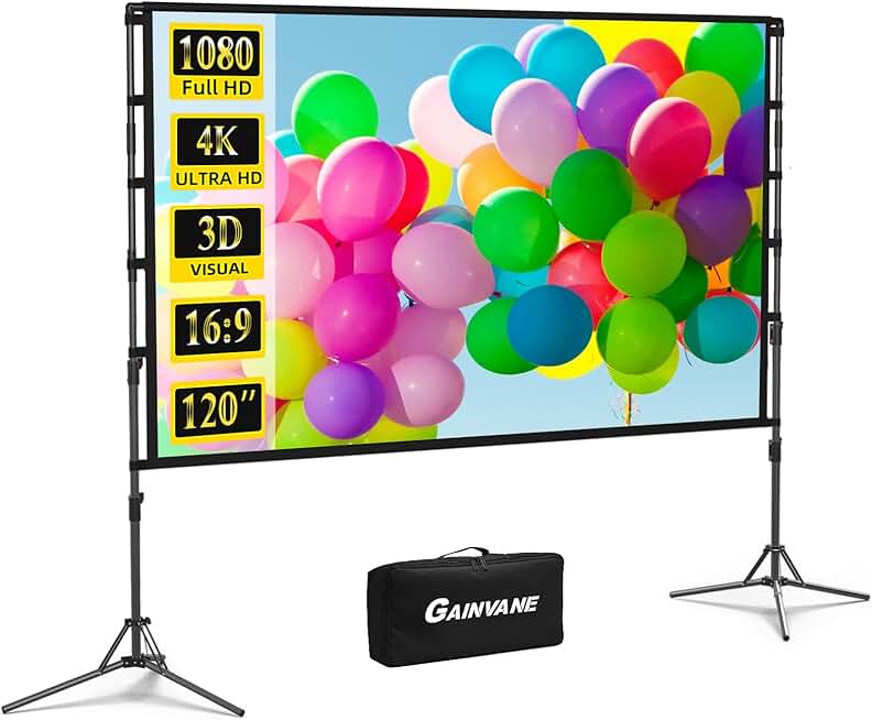 120-inch Portable Indoor/Outdoor Projector Screen with Stand