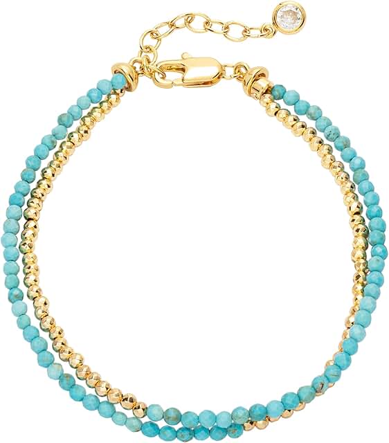 Dual-Strand Natural Stone Beaded Bracelet for Women