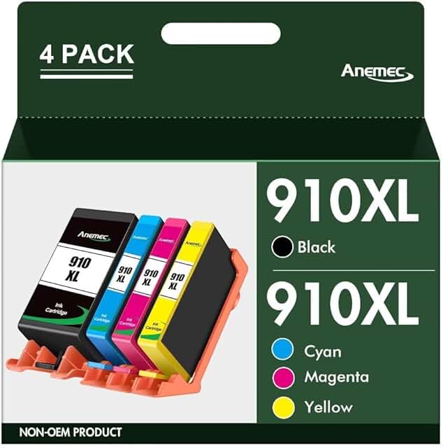 4-pack of 910XL ink cartridges for OfficeJet Pro printers
