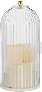 Cream 360° Rotating Makeup Brush Holder with Clear Lid