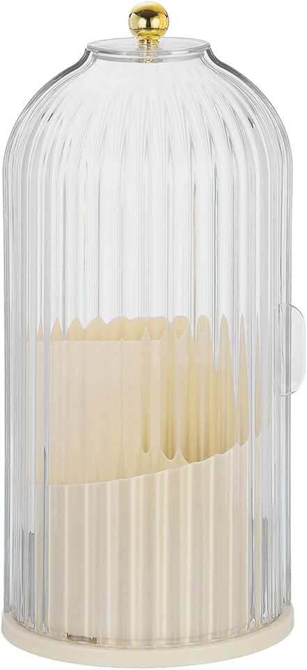 Cream 360° Rotating Makeup Brush Holder with Clear Lid