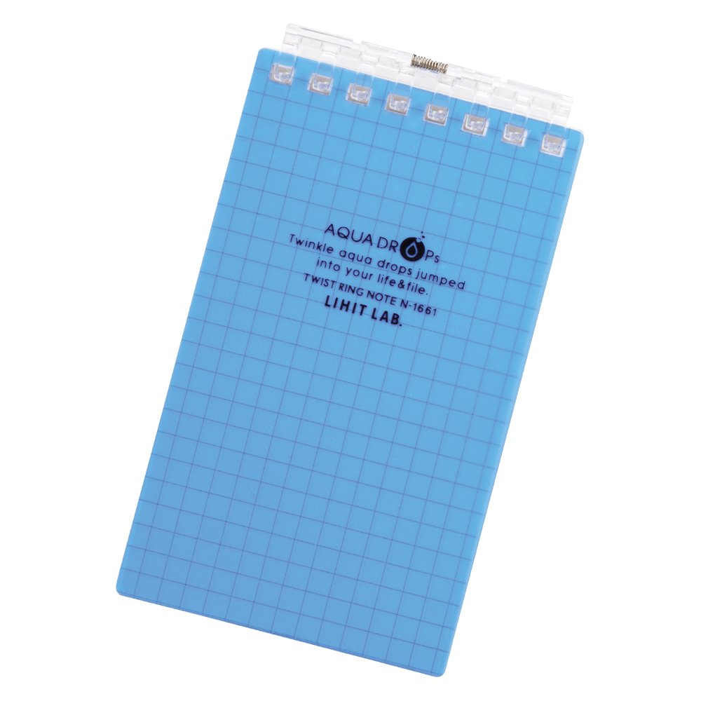 Blue Aqua Drops Twist Ring Memo Notepad, 40 Sheets