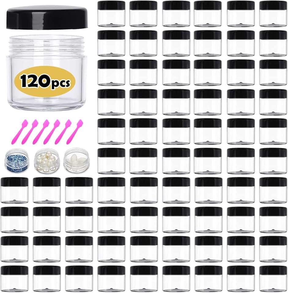 20 ml Round Plastic Jars, 120 Pack