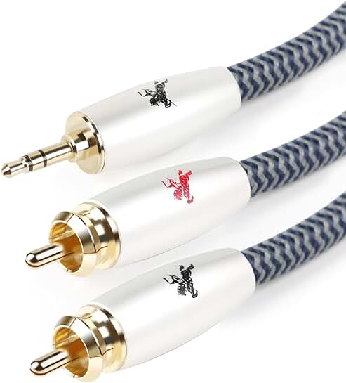 3.5mm to 2RCA Audio Cable, 9.84ft, Male to Male