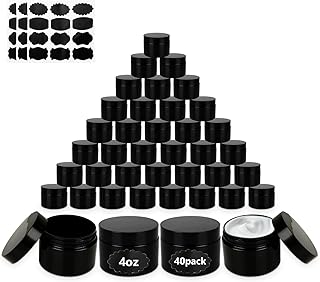 40 Pack 4 oz Black Plastic Cosmetic Jars with Lids