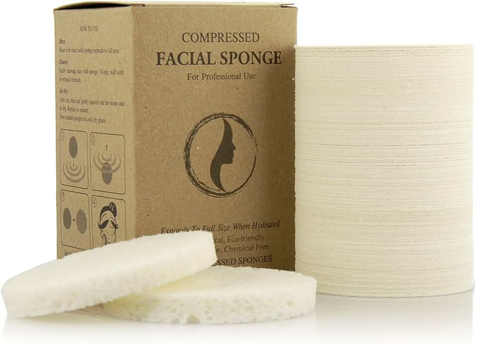 100 Natural Cellulose Facial Sponges for Cleansing and Exfoliating