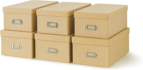 Set of 6 Kraft Storage Boxes with Lids