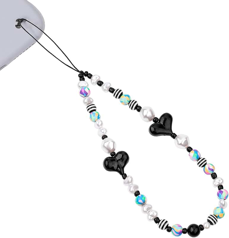 Beaded Phone Lanyard with Heart Clay Beads