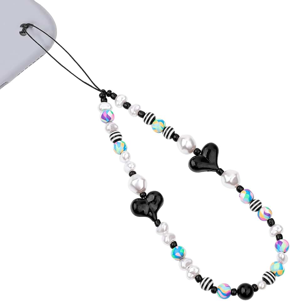 Beaded Phone Lanyard with Heart Clay Beads