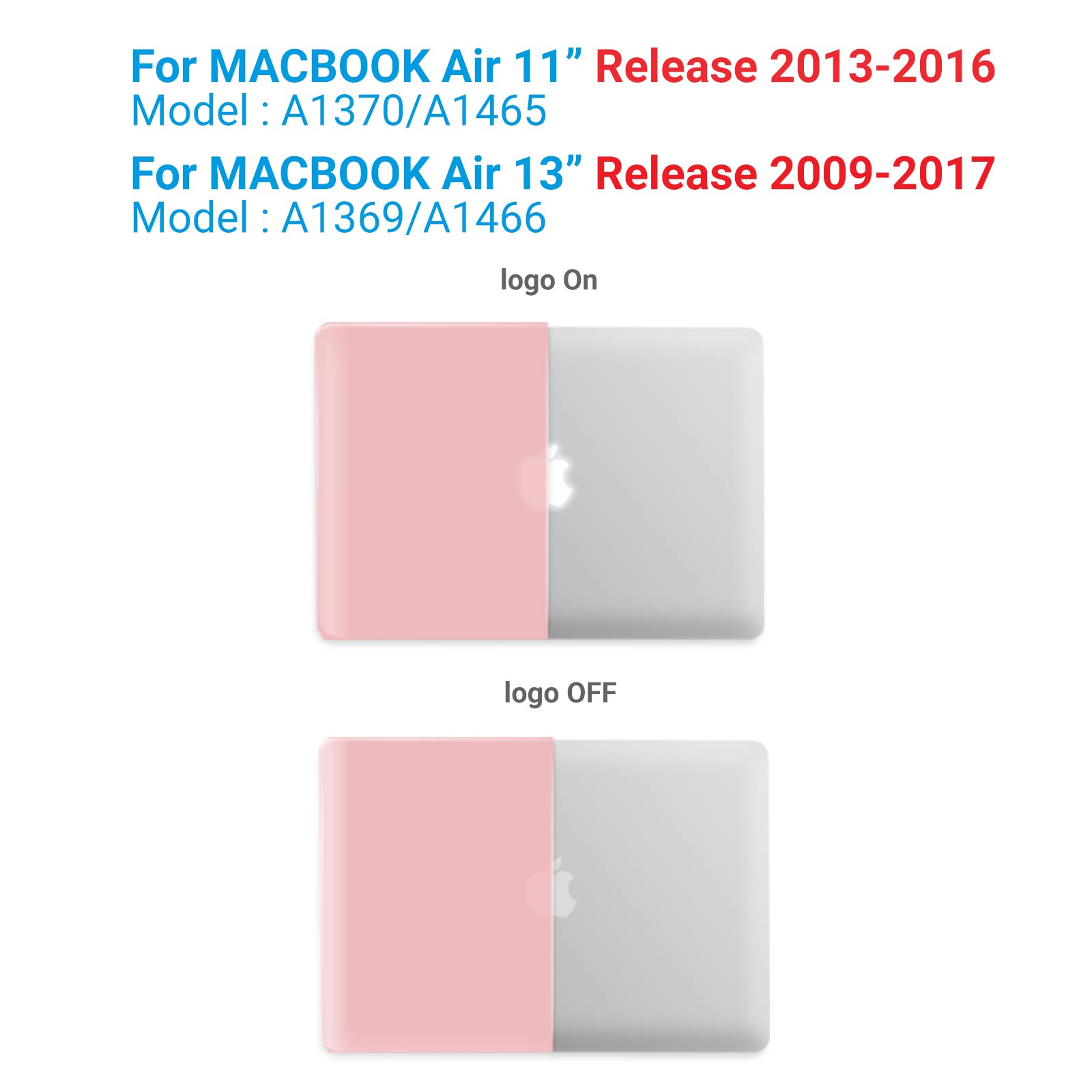 Compatible with Old Version MacBook Air 13 Inch Case (2010-2017 Release). Models: A1466 / A1369, Plastic Hard Shell Case with Keyboard Cover for Mac Air 13, Rose Quartz, A1301RQ+1