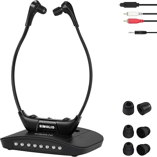 Wireless TV Headphones with Clear Dialog and Balance Control