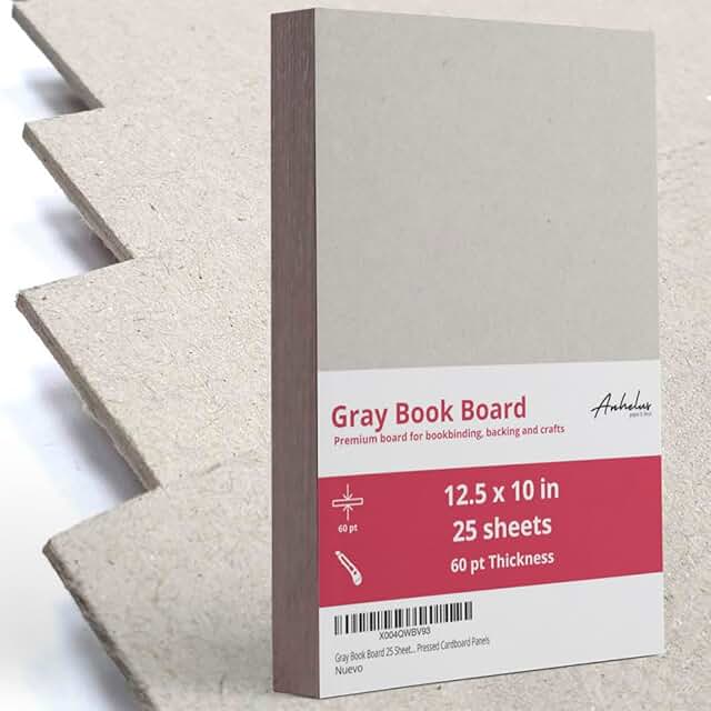 Gray 25-Sheet Book Board, 12.5 x 10 inches, 60pt