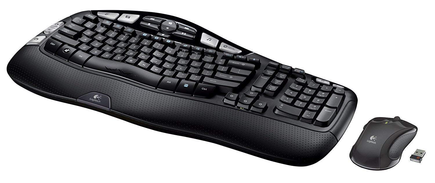 MK550 Wireless Wave K350 Keyboard and Mouse Combo - Includes Keyboard and Mouse, Long Battery Life, Ergonomic Wave Design with Wireless Mouse (with Mouse)