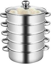 Five-tier stainless steel food steamer, 26cm diameter