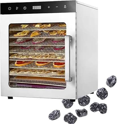 Food Dehydrator with 10 Stainless Steel Trays and Timer